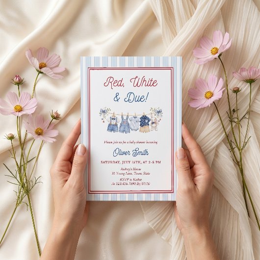 Rode Witte & Komende Baby Shower Uitnodiging