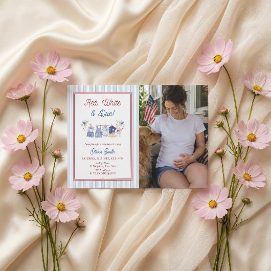 Rode Witte & Komende Baby Shower Uitnodiging