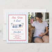 Rode Witte & Komende Baby Shower Uitnodiging (Voorkant)