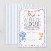 Rode Witte & Komende BBQ Baby Shower Uitnodiging (Voorkant / Achterkant)