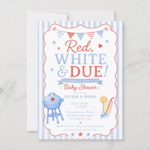 Rode Witte & Komende BBQ Baby Shower Uitnodiging