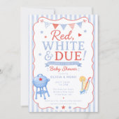 Rode Witte & Komende BBQ Baby Shower Uitnodiging (Voorkant)