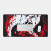 Rode Witte Kosmische Wolf Krijger Bureaumat (Keyboard & Muis)