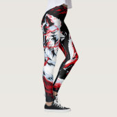 Rode Witte Kosmische Wolf Krijger Leggings (Rechts)