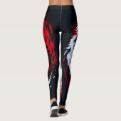 Rode Witte Kosmische Wolf Krijger Leggings (Achterkant)