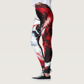 Rode Witte Kosmische Wolf Krijger Leggings (Links)