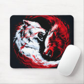 Rode Witte Kosmische Wolf Krijger Muismat (Met muis)