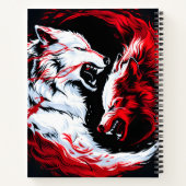 Rode Witte Kosmische Wolf Krijger Notitieboek (Achterkant)
