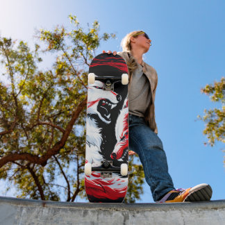 Rode Witte Kosmische Wolf Krijger Persoonlijk Skateboard