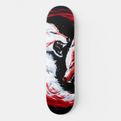 Rode Witte Kosmische Wolf Krijger Persoonlijk Skateboard (Voorkant)