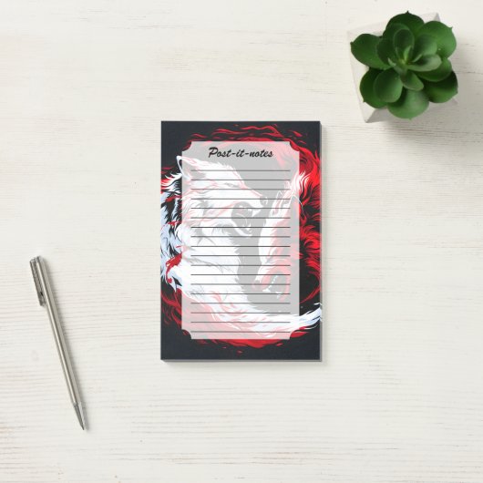 Rode Witte Kosmische Wolf Krijger Post-it® Notes (Kantoor)