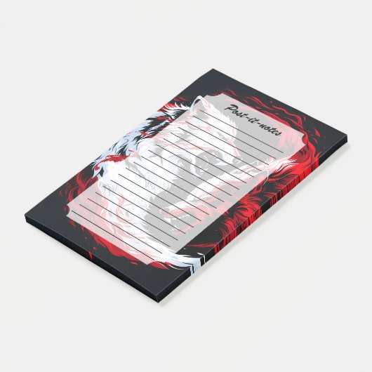 Rode Witte Kosmische Wolf Krijger Post-it® Notes (Schuin)