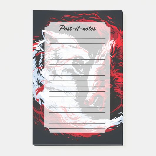 Rode Witte Kosmische Wolf Krijger Post-it® Notes (Voorkant)