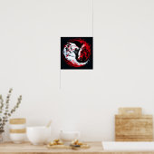 Rode Witte Kosmische Wolf Krijger Poster (Keuken)