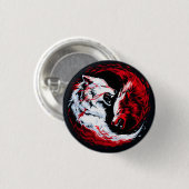 Rode Witte Kosmische Wolf Krijger Ronde Button 3,2 Cm (Voorkant /achterkant)