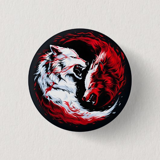 Rode Witte Kosmische Wolf Krijger Ronde Button 3,2 Cm (Voorkant)