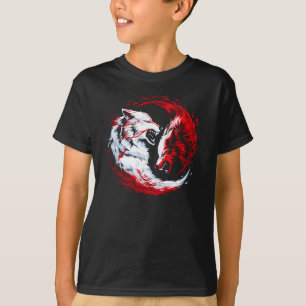 Rode Witte Kosmische Wolf Krijger T-shirt