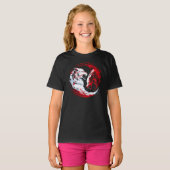 Rode Witte Kosmische Wolf Krijger T-shirt (Voorkant volledig)