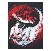 Rode Witte Kosmische Wolf Krijger Tafelkleed (Voorkant)