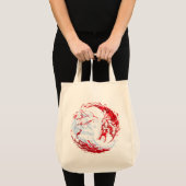 Rode Witte Kosmische Wolfkrijger Tote Bag (Voorkant (product))