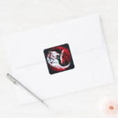 Rode Witte Kosmische Wolfkrijger Vierkante Sticker (Envelop)