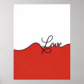 Rode & Witte Liefde Cursieve Muurprint Poster (Voorkant)