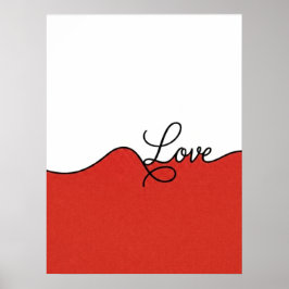 Rode & Witte Liefde Cursieve Muurprint Poster
