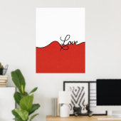 Rode & Witte Liefde Cursieve Muurprint Poster (Thuiskantoor)