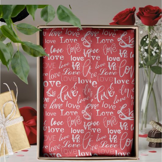 Rode Witte Liefde Typografie Valentijnsdag Tissuepapier