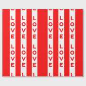 Rode witte lijnen liefde cadeaupapier (Vlak)