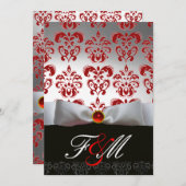 RODE WITTE LINT & ZWARTE DAMAST MONOGRAM Robijn Kaart (Voorkant / Achterkant)