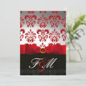 RODE WITTE LINT & ZWARTE DAMASTEN MONOGRAM Ruby Kaart (Staand voorkant)