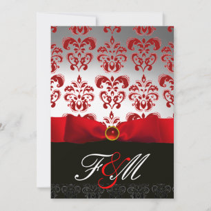 RODE WITTE LINT & ZWARTE DAMASTEN MONOGRAM Ruby Kaart