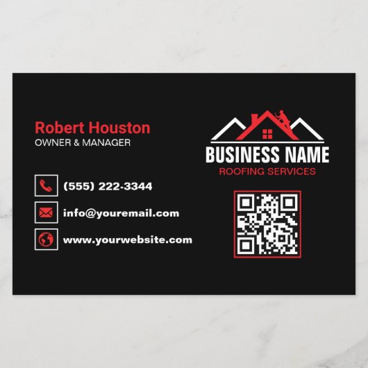 Rode Witte Logo Dakdekker QR-code Flyer (Achterkant)