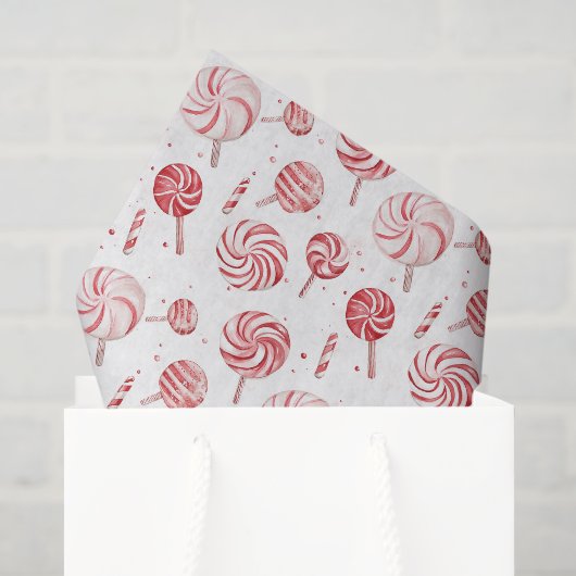 Rode Witte Lolly's Kerstmis Tissuepapier (Cadeauzakje)