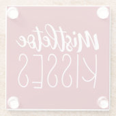 Rode witte maretak kussen typografie glazen onderzetter (Achterkant)