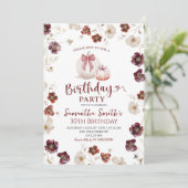 Rode Witte Marsala Herfst Herfst Wildflower Verjaa Kaart (Staand voorkant)