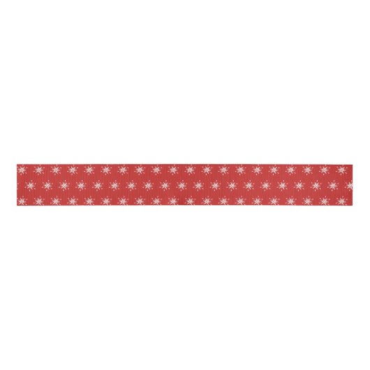 Rode Witte Mini Sneeuwvlok Kerstmis Grosgrain Lint (Voorkant)