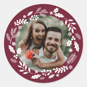 Rode witte minimale witte foto met wieltjes ronde sticker