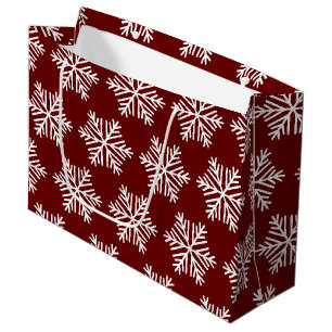 Rode Witte Moderne Sneeuwvlok Kerstpatroon Groot Cadeauzakje