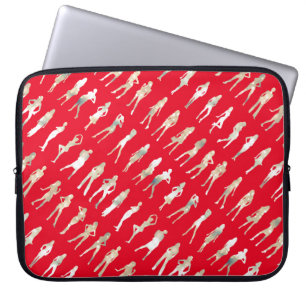 Rode witte modes patronen voor meisjes laptop sleeve
