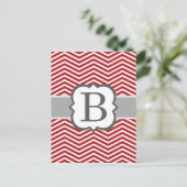 Rode witte monogram letter B Chevron Briefkaart (Staand voorkant)
