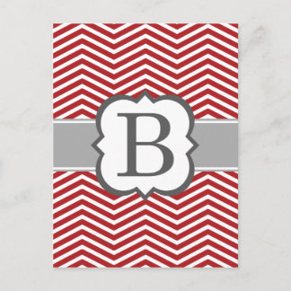 Rode witte monogram letter B Chevron Briefkaart