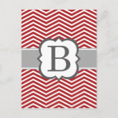 Rode witte monogram letter B Chevron Briefkaart (Voorkant)