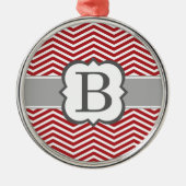 Rode witte monogram letter B Chevron Metalen Ornament (Voorkant)