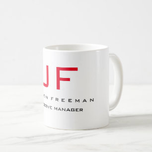Rode witte monogram Modern minimalistische Jouw na Koffiemok