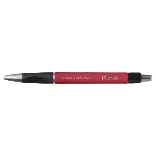 Rode witte monogram naam script pen (Voorkant)
