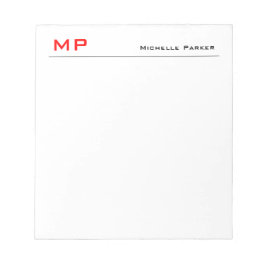 Rode Witte Monogram Professioneel Eenvoudig Minima Notitieblok