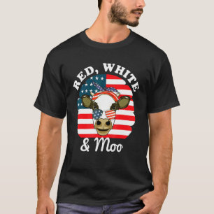Rode Witte Moo 4 juli Kleding Usa Patriottische Ko T-shirt