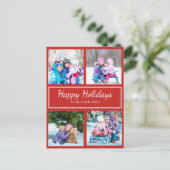 Rode witte multi-fotokerstvakantiegroet briefkaart (Staand voorkant)